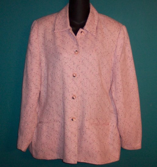 Sag Harbor Pink Black Tweed Jacket Blazer Size 14 101-15hjacket