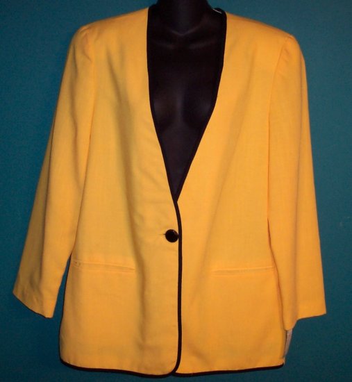 The Villager Sporty Yellow Black Trim Jacket Blazer Size 14 - 16 101-14hjacket
