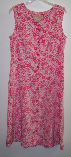 Vintage Expressions Pink Romantic Floral Jumper Dress ~ Size 12 ~ 101-4219h