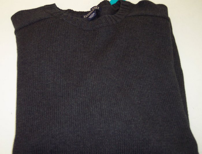 Lands End Men's Cotton Sweater Crew Neckline ~ Like New ~ XL ~ Charcoal ~ 660-66