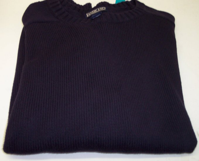 Lands End Men's Cotton Sweater Crew Neckline ~ Like New ~ XL ~ Navy ~ 660-68