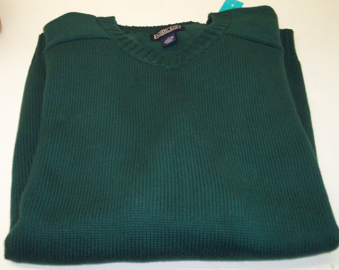 Lands End Men's Cotton Sweater Crew Neckline ~ Like New ~ XL ~ Hunter Green ~ 660-69