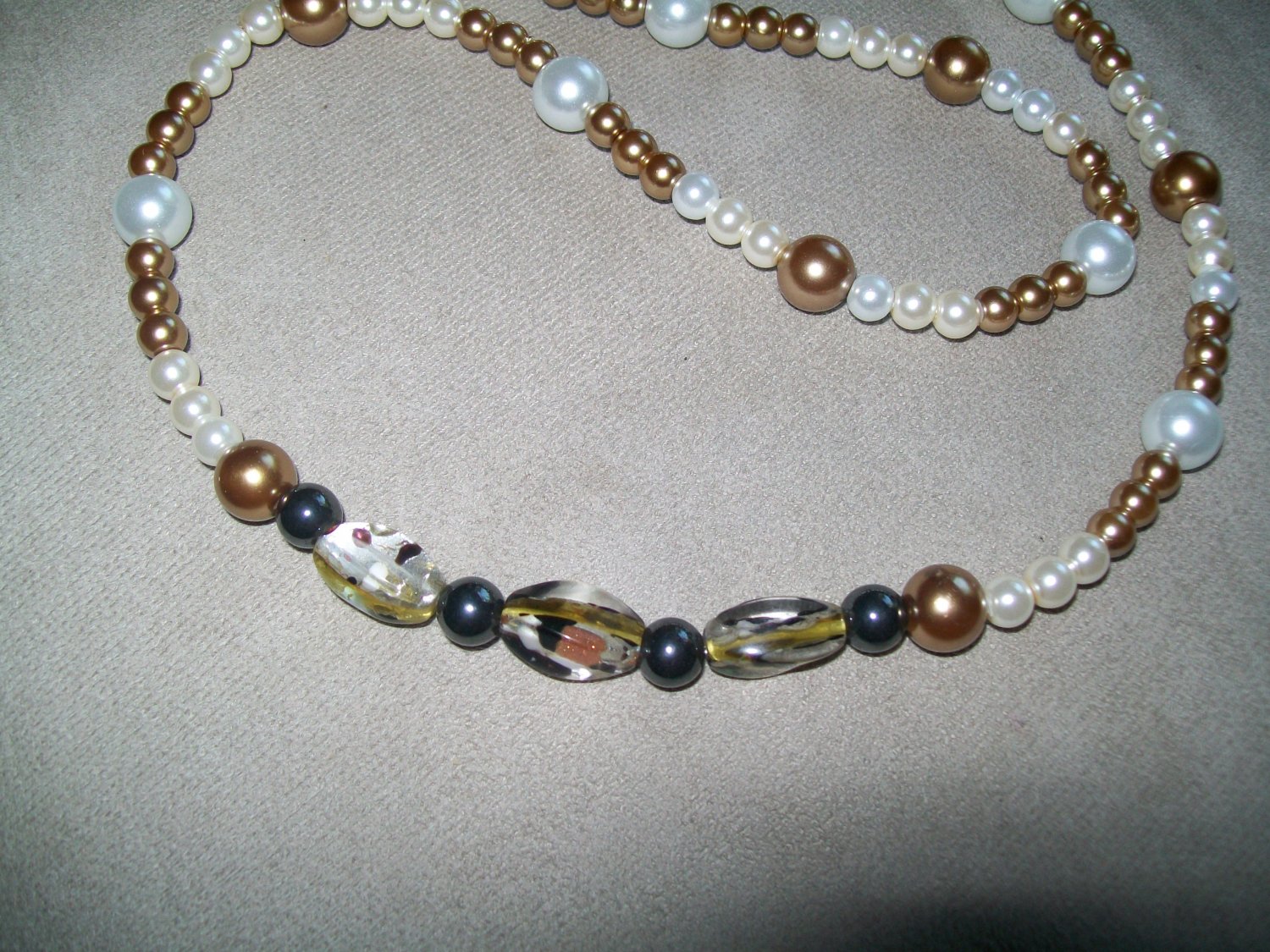 White and Bronze Pearl Necklace