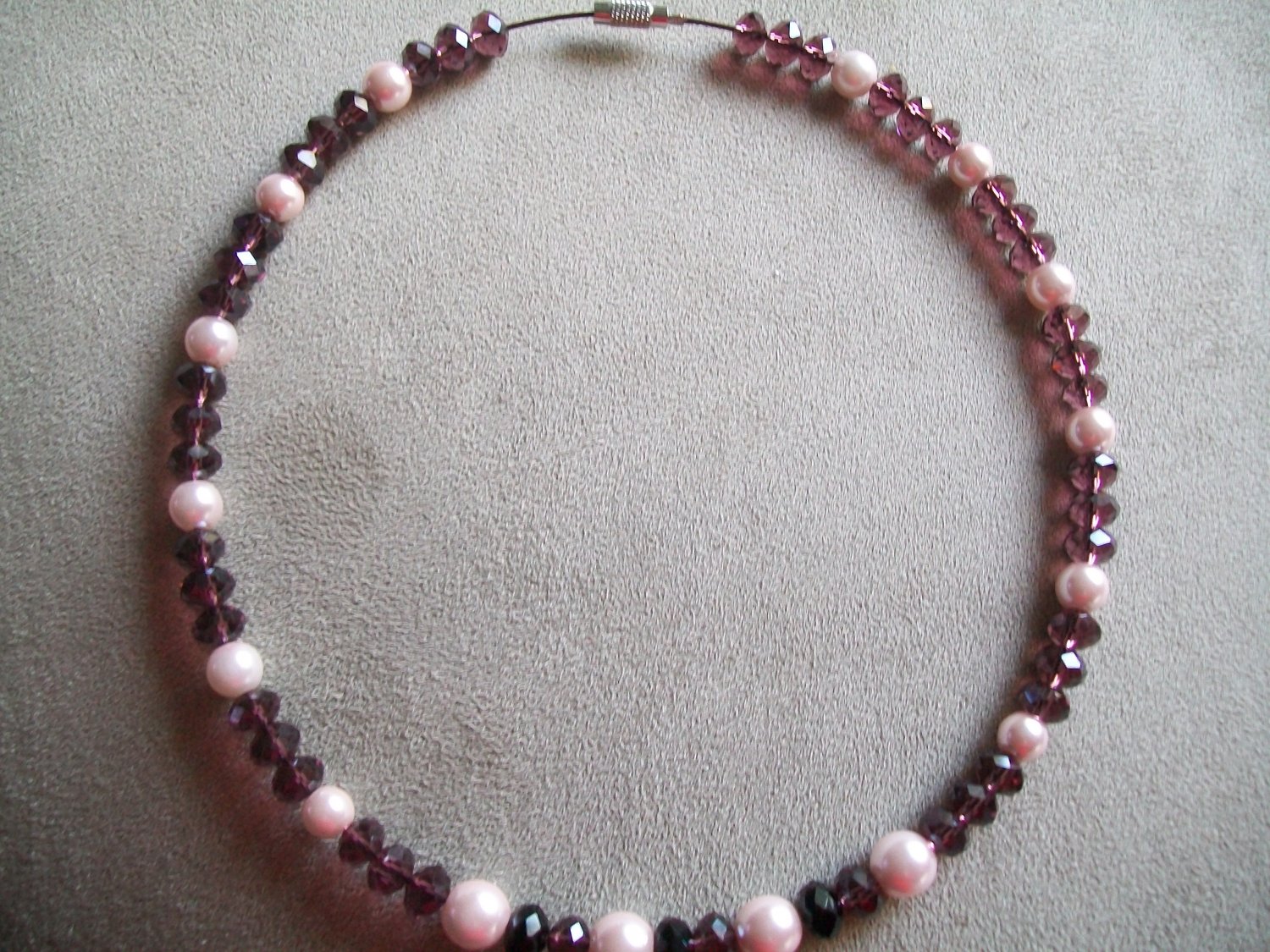 Pink Pearl and Purple Swarovski choker