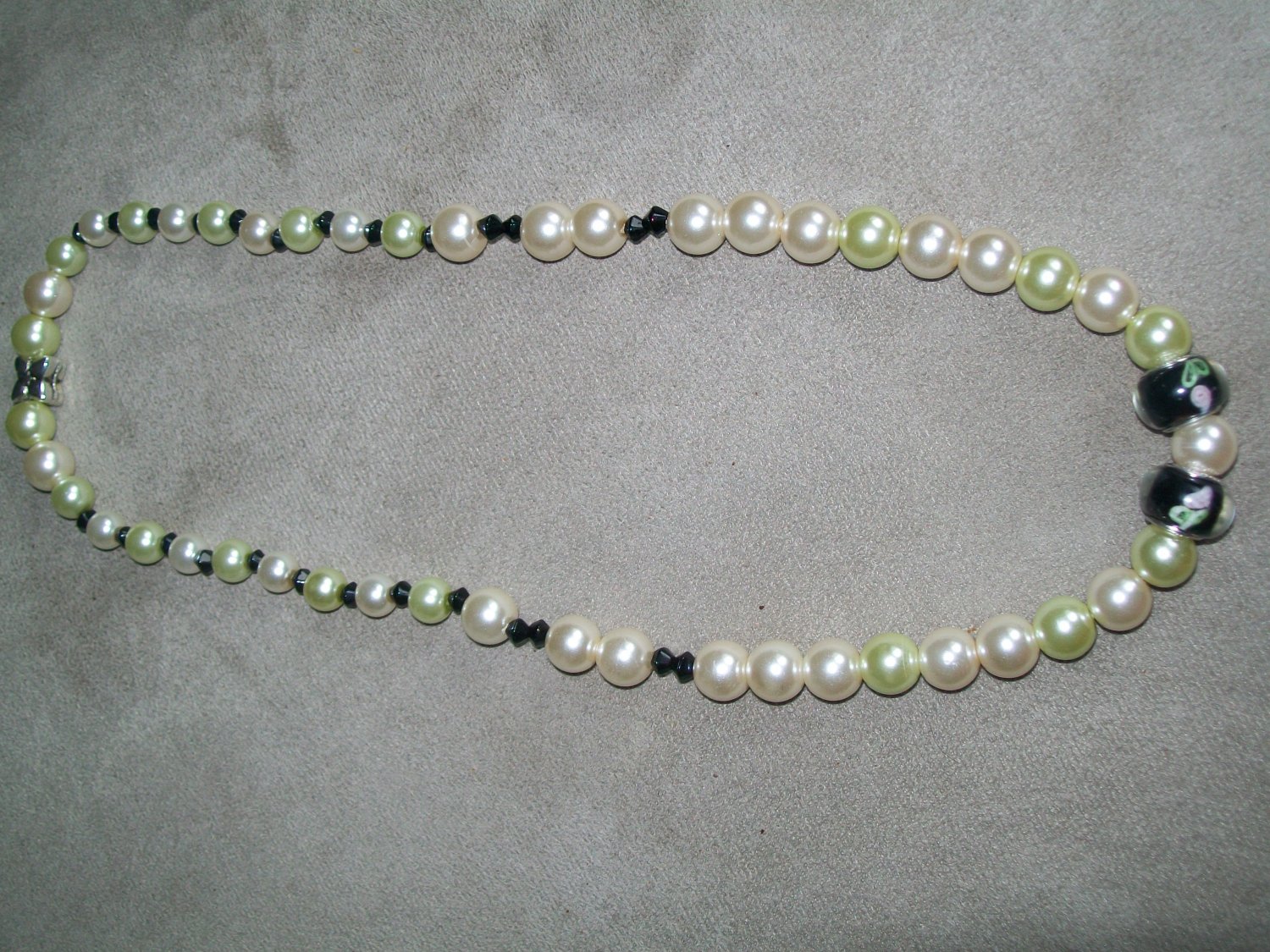 Cream and Pale Green Pearl Necklace