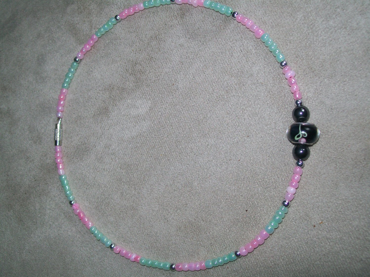 Beaded Choker Pink and Green