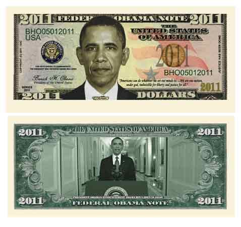 (10) BARACK OBAMA 2011 COMMEMORATIVE NOVELTY DOLLAR BILL