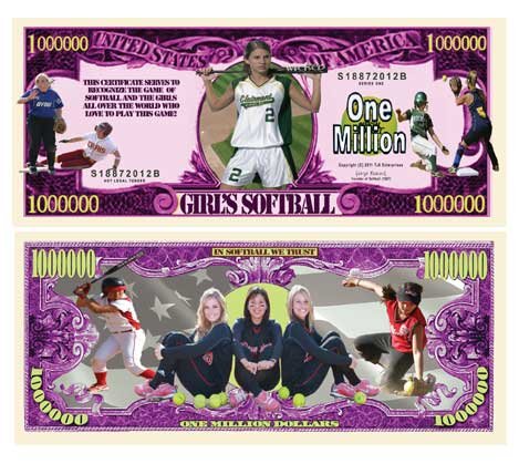 (10) GIRLS SOFTBALL MILLION DOLLAR BILLS