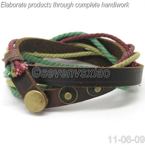 Leather and Rope Woven Bracelets Adjustable 3S