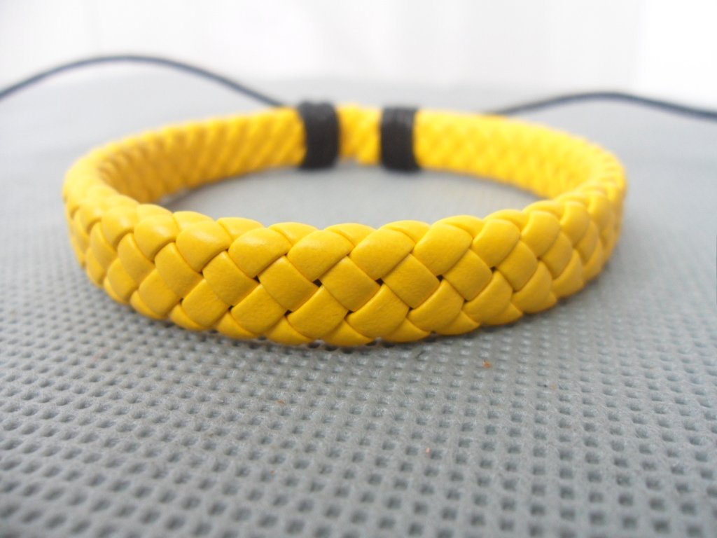 Adjustable yellow leather Cotton Rope Woven Bracelets 4S