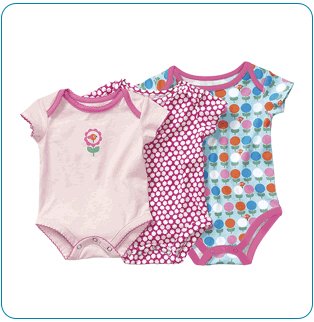 Tiny Tillia Pink Growing Bodysuit 3-Size Pack (3-9 months)