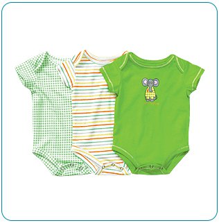Tiny Tillia 3-Pack Single Size Green Bodysuit (6-9 months)