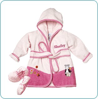 Tiny Tillia Pink Bathrobe + Booties - Personalizable (0-9 Months)