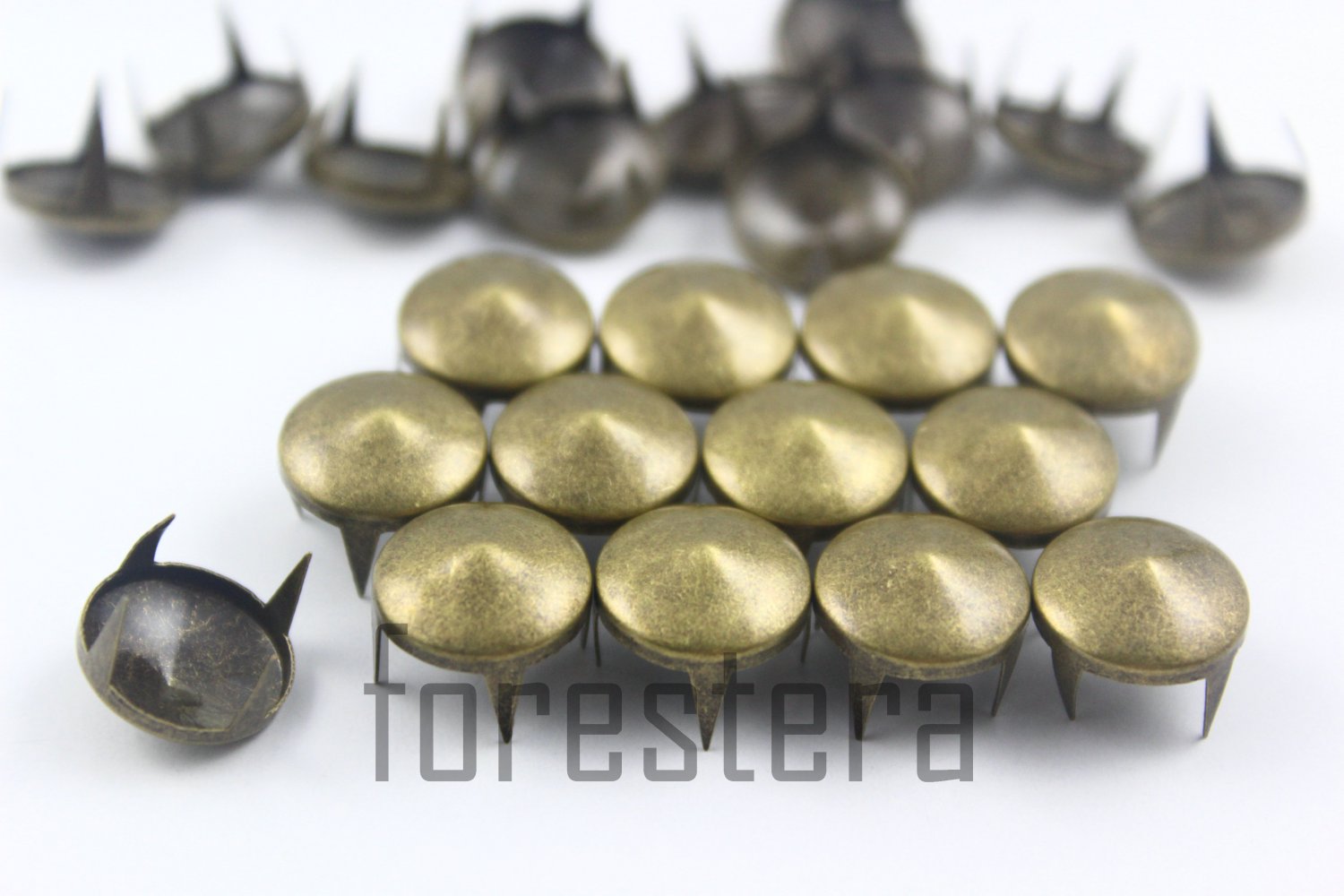 100 12mm Antique Brass Cone Conical Studs DIY Studs Metal Studs Craft Studs Spike (BC12)
