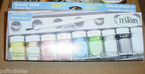 Testors Acrylic 9 Bottle Special Value Set Model Car Paint Water based