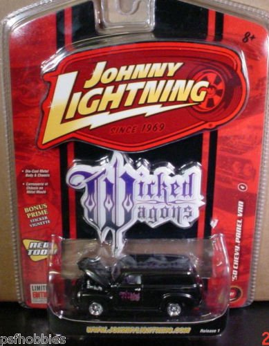 Johnny Lightning JL Wicked Wagons 1950 Chevy Panel Van Diecast Toy Car 1/64