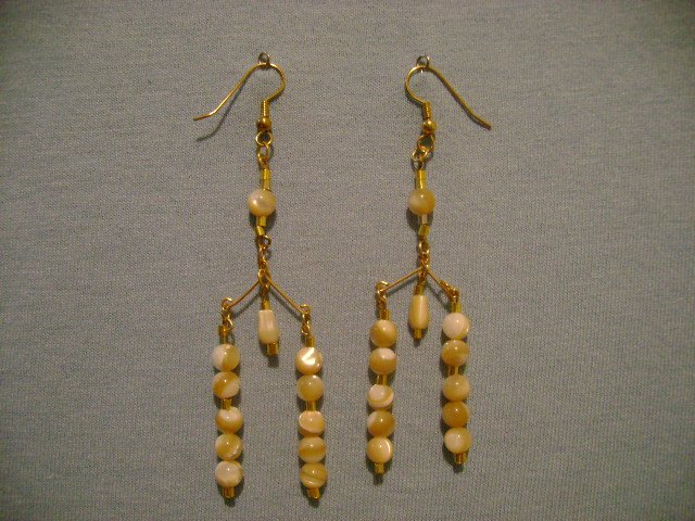 Tan & White Stone Chandelier