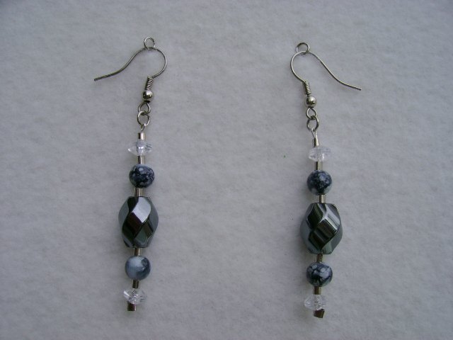 Black Swirl Stone Earrings