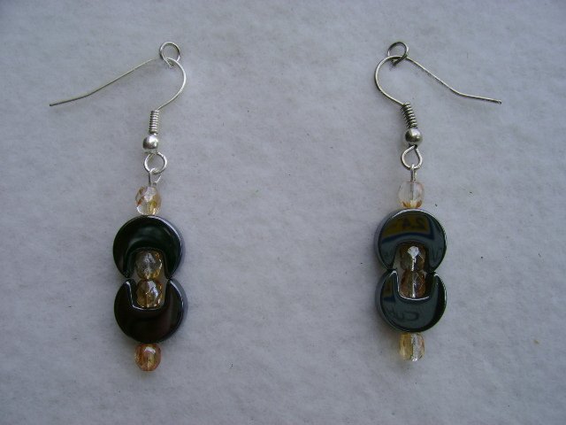 Black and Orange Stoned Earrings