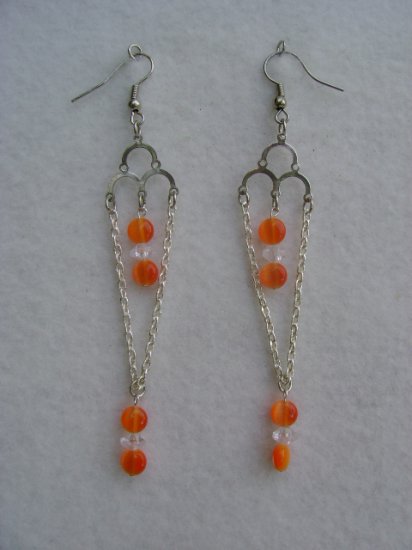 Orange Stone Chandelier Earrings