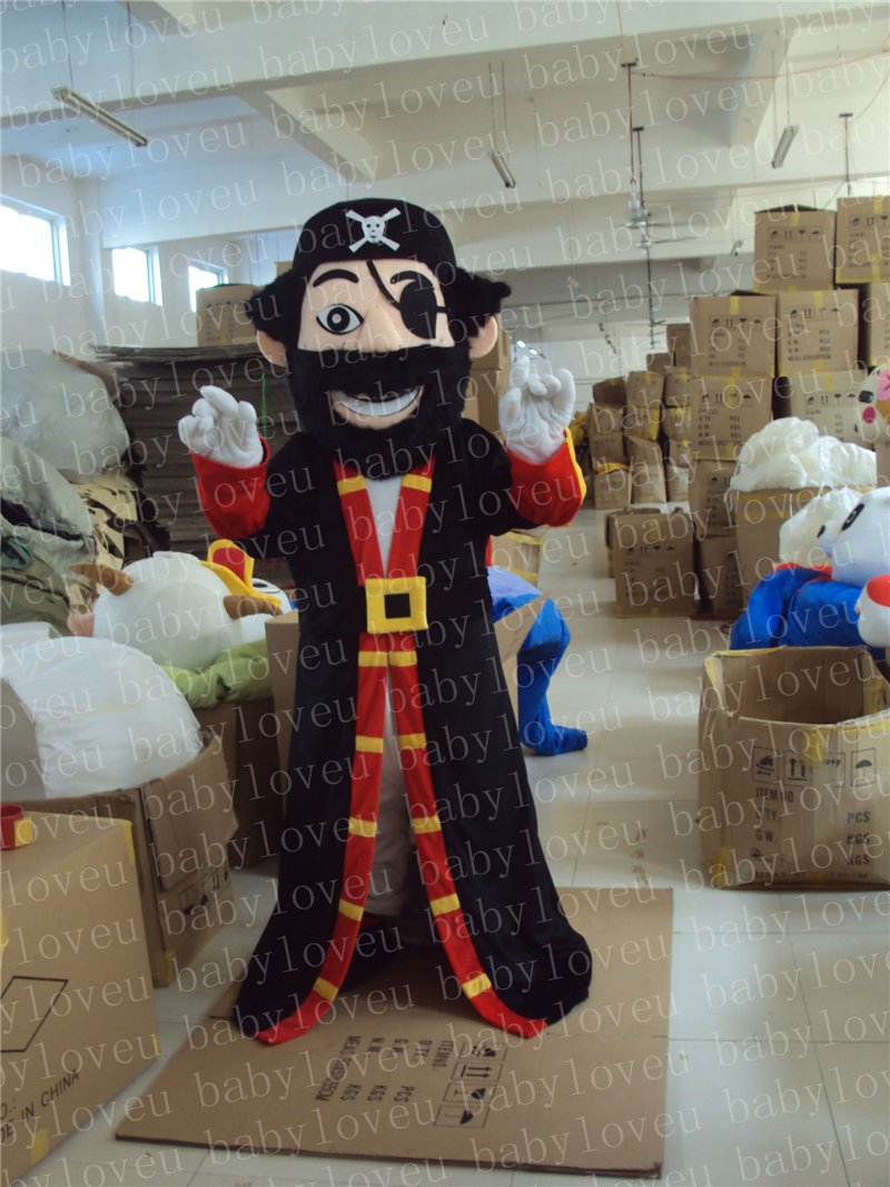 New Professinal Pirate Captain Mascot Costume Fancy Dress Adult Size