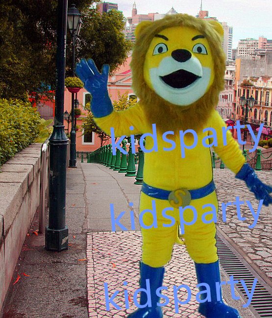 New yellow super lion mascot costumes fursuit christmas Halloween costume