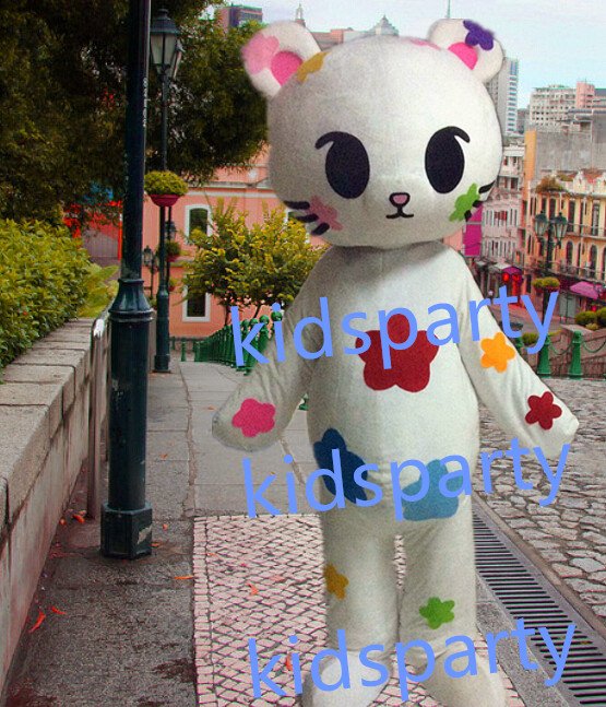 New white flower cat mascot costumes fursuit christmas Halloween costume