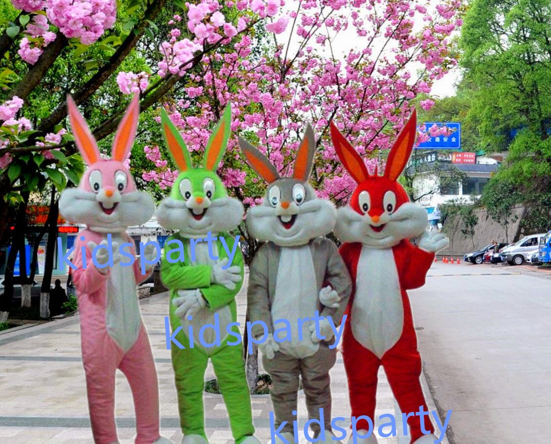 New 4 pcs rabbits Mascot Costume Mascot Parade Quality Clowns Birthdays Fancy dress party