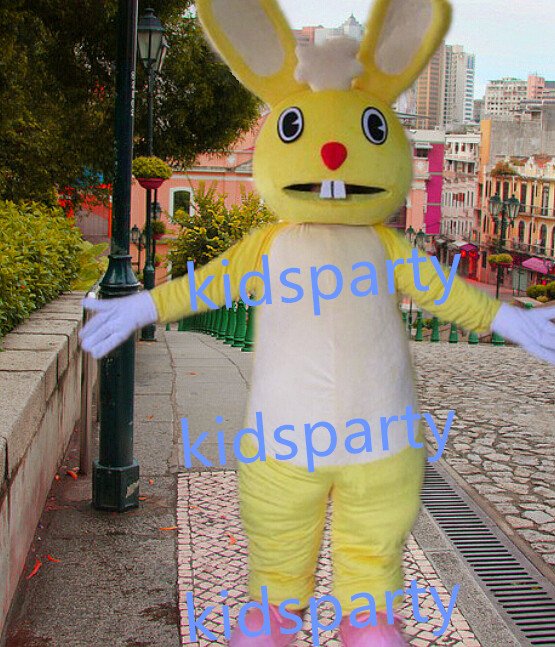 New yellow rabbit Mascot Costume Mascot Parade Quality Clowns Birthdays Fancy dress party