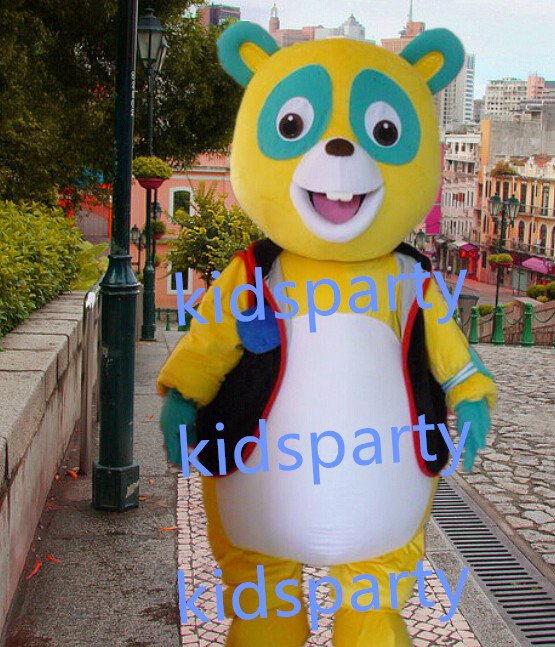 New yellow bear Mascot Costume Mascot Parade Quality Clowns Birthdays Fancy dress party