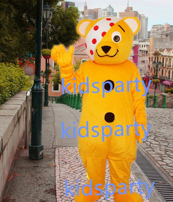 New yellow bear Mascot Costume Mascot Parade Quality Clowns Birthdays Fancy dress party