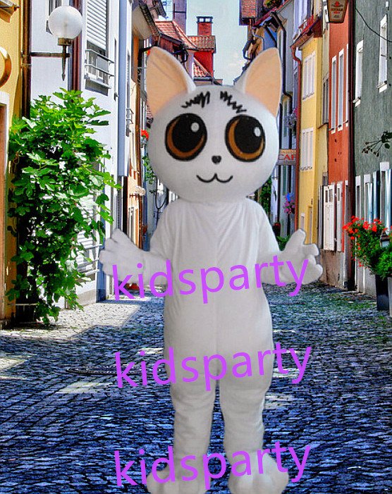 New white cat Mascot Costume Mascot Parade Quality Clowns Birthdays Fancy dress party