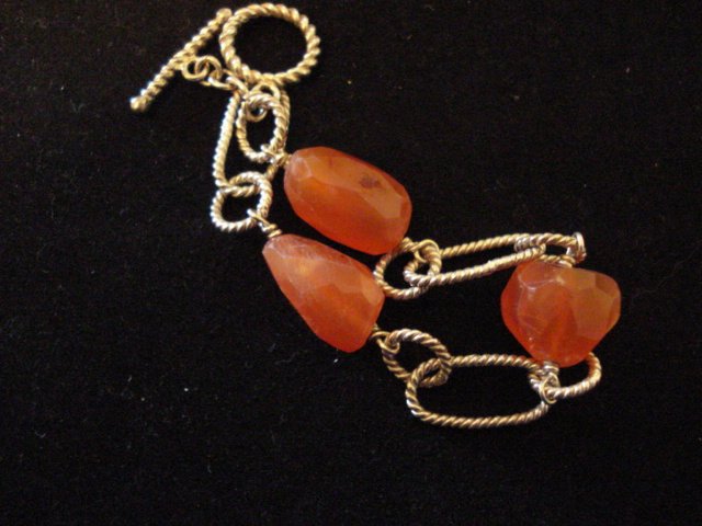 Sterling Silver Carnelian Chunk 7.5 Bracelet