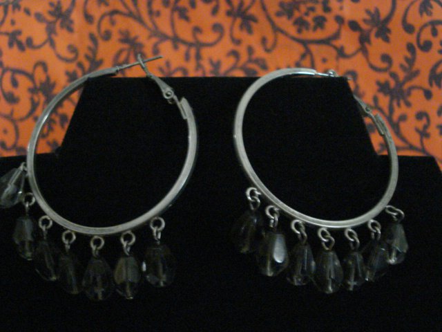 Handmade Genuine Smoky Quartz Beads and Silver Hoops