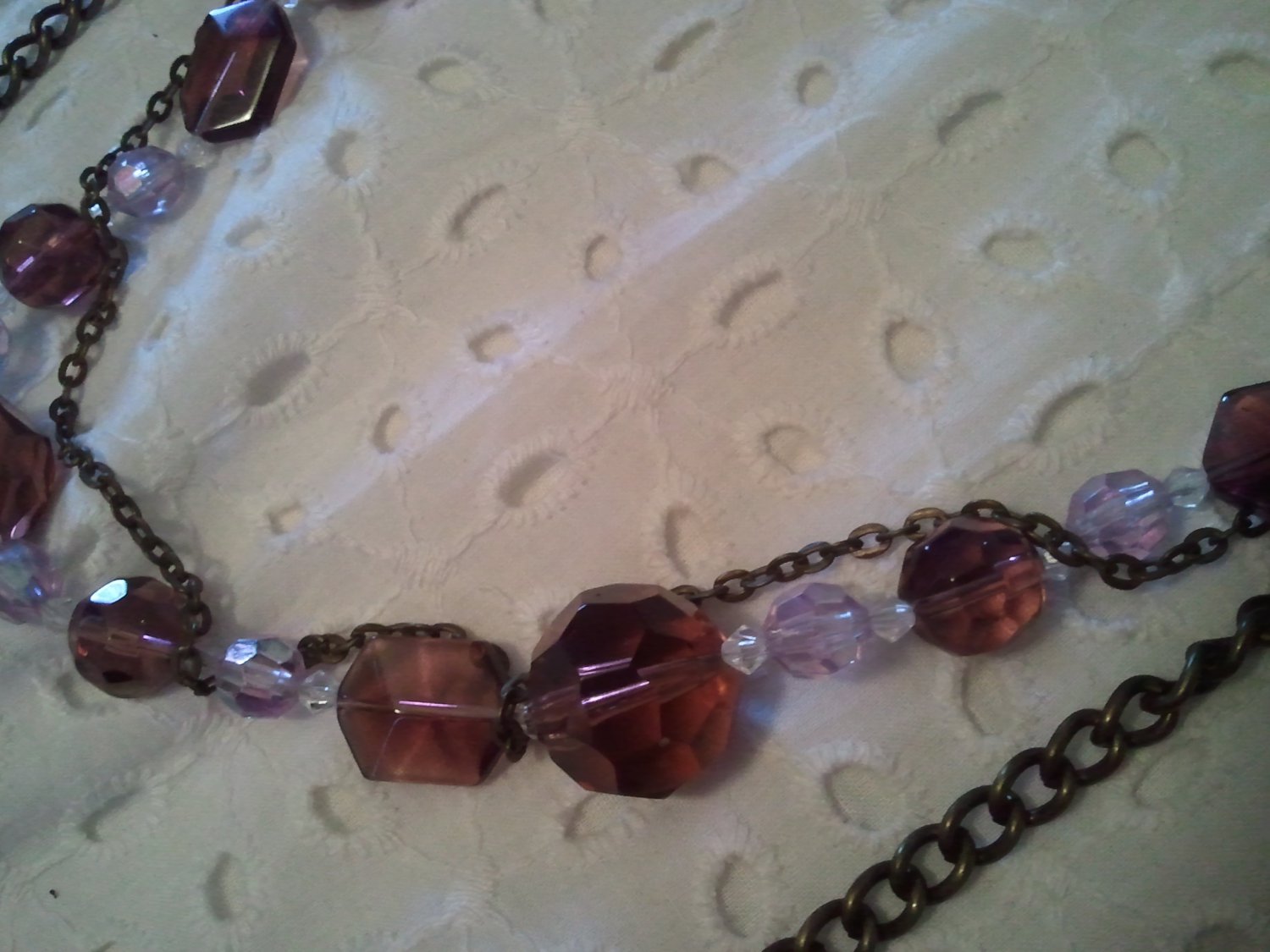 Genuine Lavender, Swarovski Crystals on Copper Chains, Long Necklace