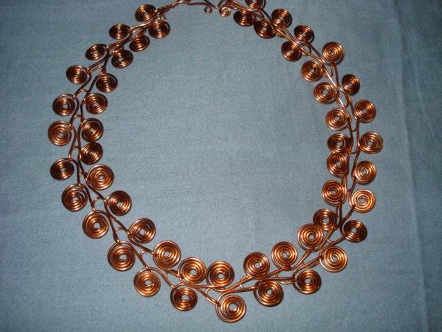 Hand forged Copper Wire Scrolls with Handmade Wire Wrapped Clasp