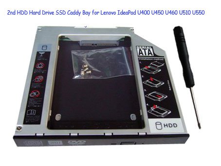 2nd HDD Hard Drive SSD Caddy Bay for Lenovo IdeaPad U400 U450 U460 U510 U550