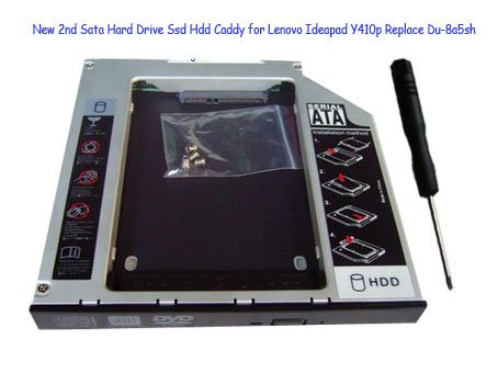 New 2nd Sata Hard Drive Ssd Hdd Caddy for Lenovo Ideapad Y410p Replace Du-8a5sh