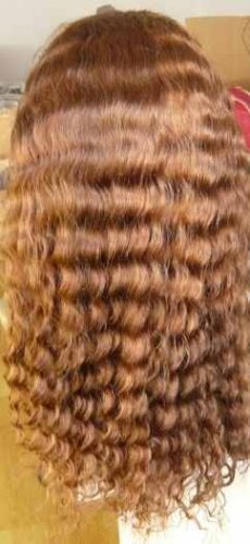 100% Indian Remy Full Lace Wig 18 inch Water Wave color 4/30
