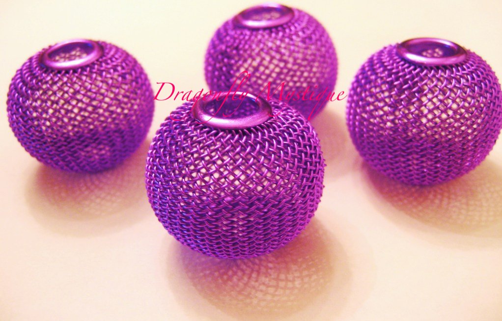 Mesh ball Bead 30mm Purple
