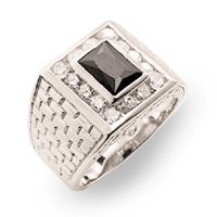 Onyx & Diamond CZ Mens Ring (A33010)
