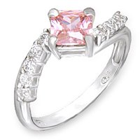Twisted Pink Square CZ Ring (A51007)