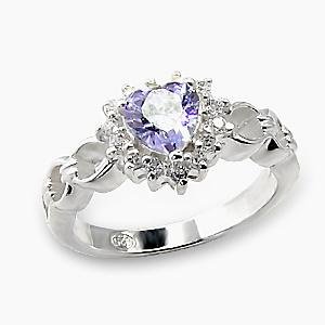 Light Amethyst CZ Heart Ring (A6X078)