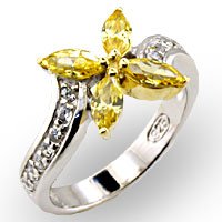 Yellow Topaz CZ Flower Ring (A32810)