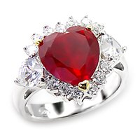Ruby Rosette CZ Heart Ring (A6X062)