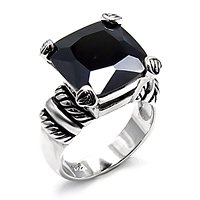 Jet Black Square CZ Ring (A6X527)