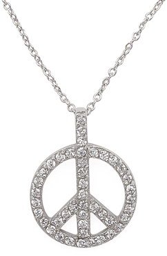 CZ Peace Sign Necklace (SV-PCZ-305)