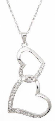 Double Heart CZ Necklace (SPCZ330)