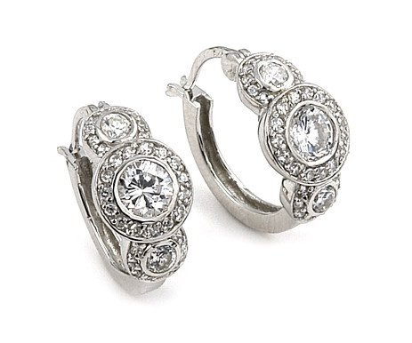 Elegant Round CZ Hoop Earrings (SECZ621)