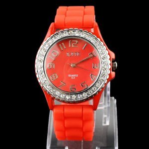 Women's Fashion Watch,Rubber Watchband With Crystal